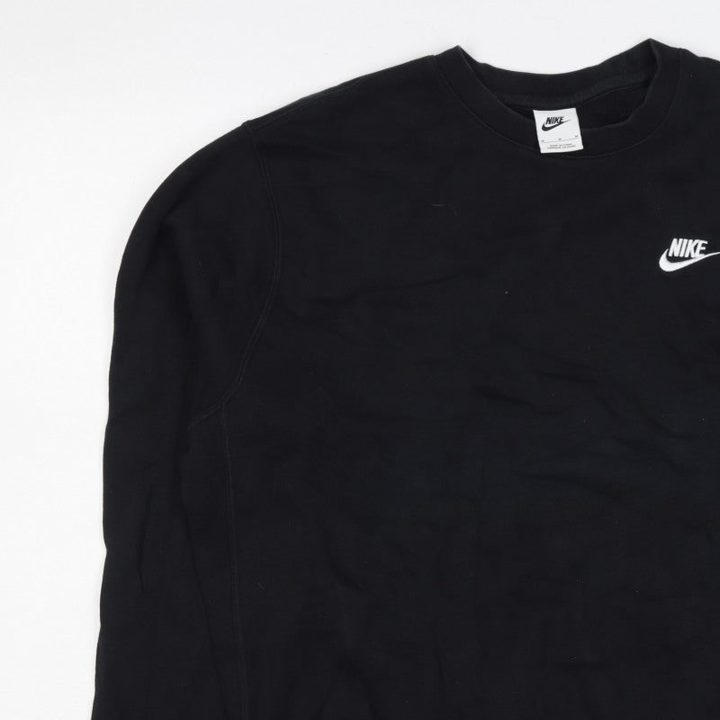 Nike Men’s Black M Crew Neck Pullover Sweatshirt Embroidered Logo