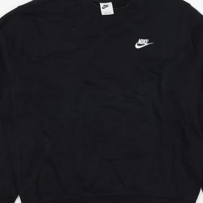 Nike Men’s Black M Crew Neck Pullover Sweatshirt Embroidered Logo
