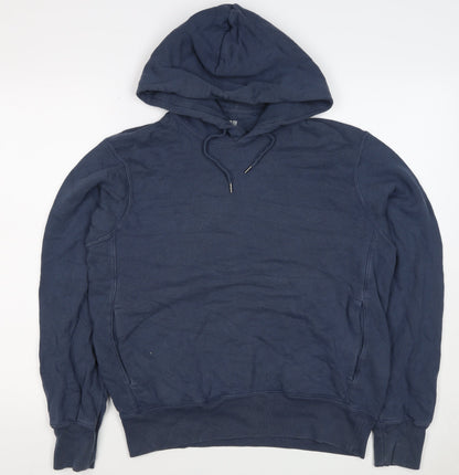 Uniqlo Men’s Blue S Pullover Hooded Cotton Fleece Hoodie Pockets