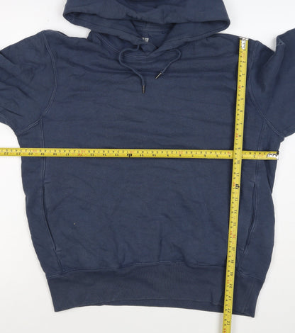Uniqlo Men’s Blue S Pullover Hooded Cotton Fleece Hoodie Pockets