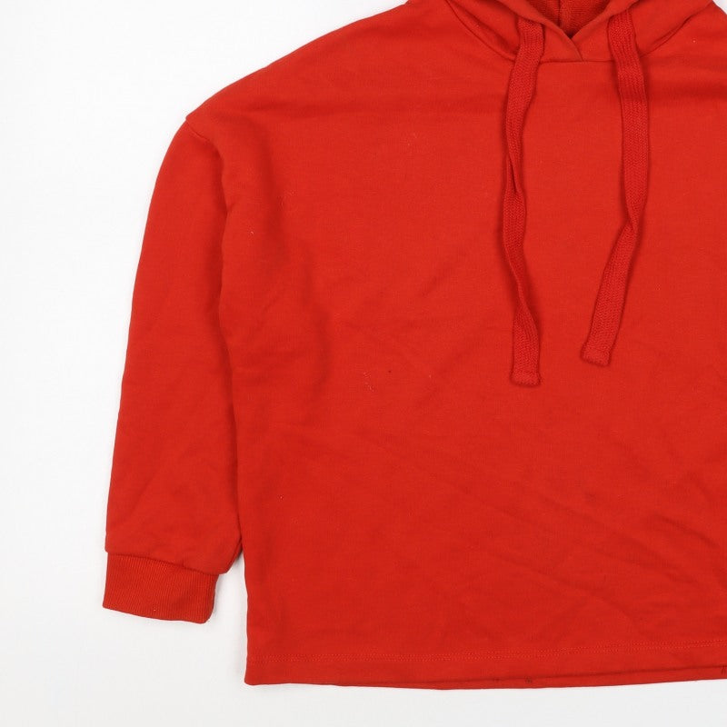 Pull&Bear Women’s Red XS Pullover Hoodie Drawstring Cotton Blend