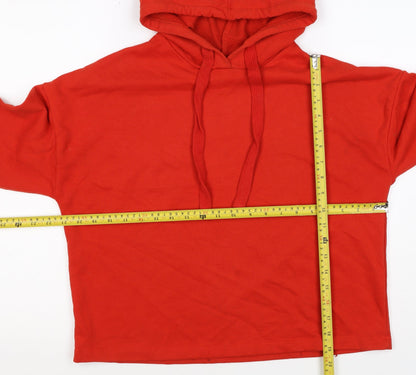 Pull&Bear Women’s Red XS Pullover Hoodie Drawstring Cotton Blend