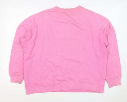 One Up Golf Women’s Pink L Argyle Embroidered Cotton Sweatshirt