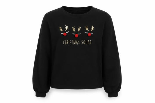Lipsy Girls Black 13-14 Years Christmas Squad Sequin Sweatshirt