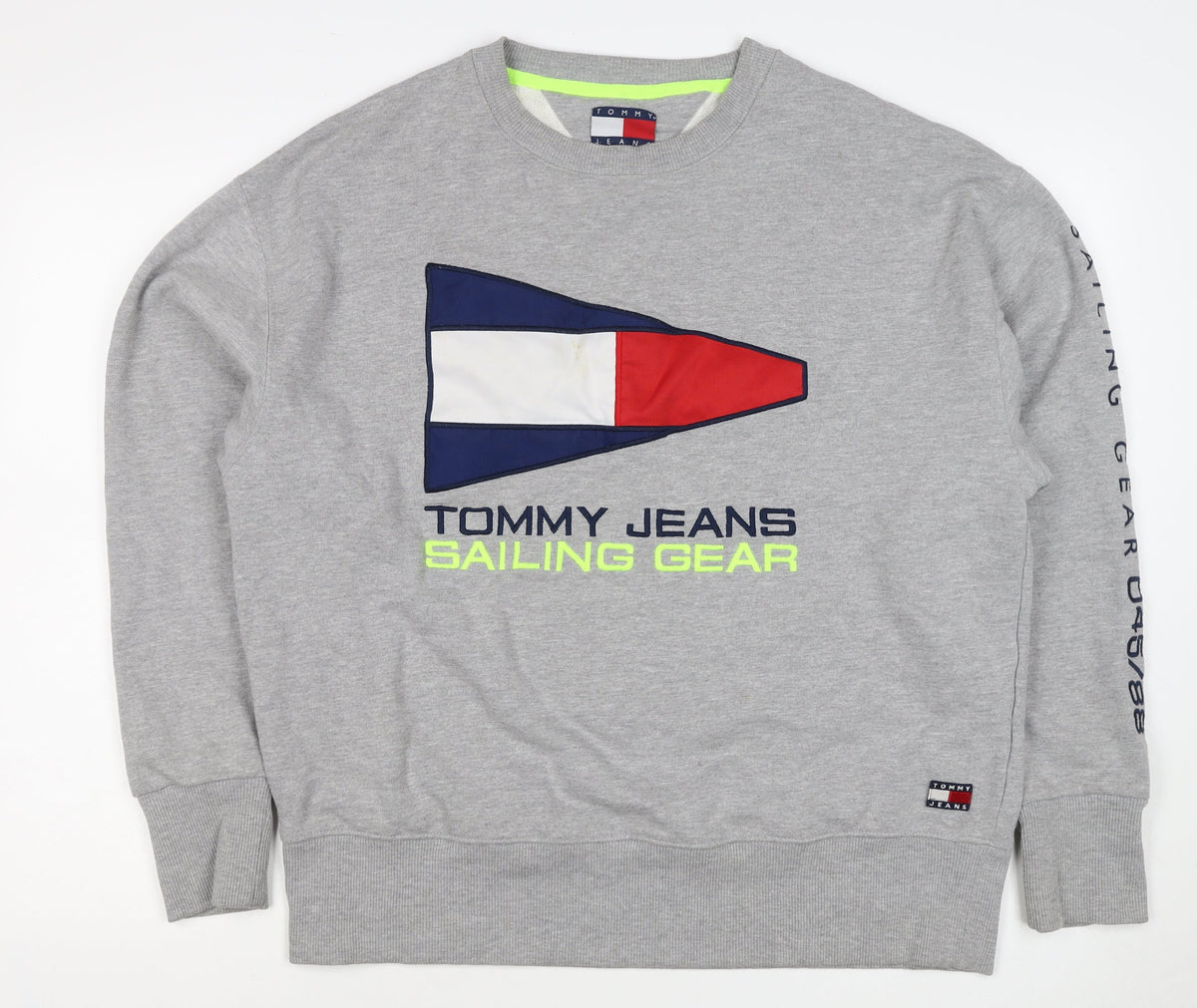 Tommy Jeans Men's Grey XL Pullover Sweatshirt Nautical Logo Graphic