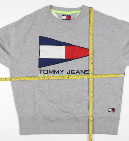 Tommy Jeans Men's Grey XL Pullover Sweatshirt Nautical Logo Graphic