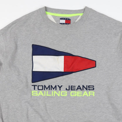 Tommy Jeans Men's Grey XL Pullover Sweatshirt Nautical Logo Graphic