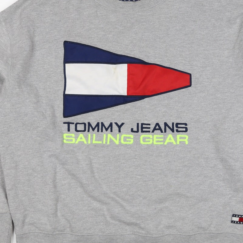 Tommy Jeans Men's Grey XL Pullover Sweatshirt Nautical Logo Graphic
