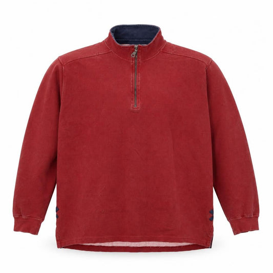 Front view of White Stuff Men’s Red 2XL Half Zip High Neck Sweatshirt