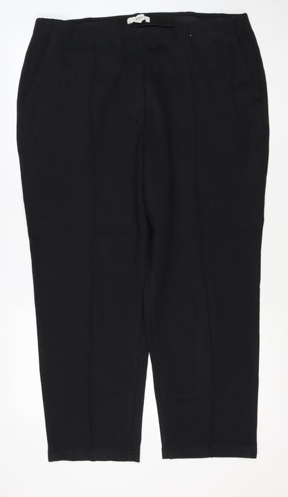 Marks and Spencer Women Black Size 20 Short Straight Stretch Trousers