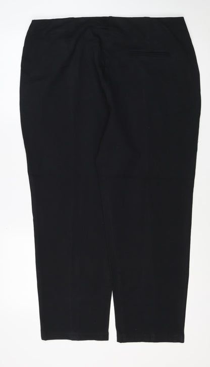 Marks and Spencer Women Black Size 20 Short Straight Stretch Trousers