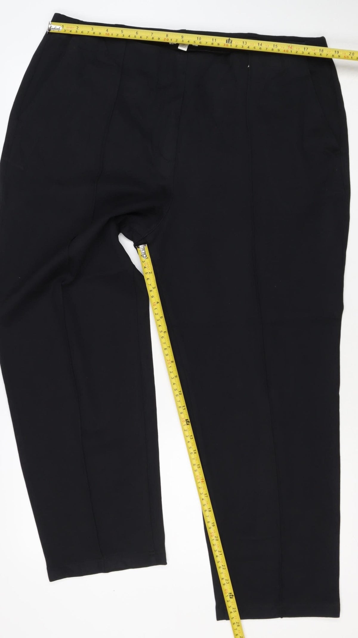 Marks and Spencer Women Black Size 20 Short Straight Stretch Trousers
