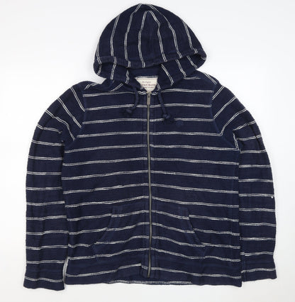 Fat Face Unisex Adults Navy Striped Full Zip Hoodie Size M