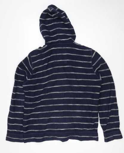 Fat Face Unisex Adults Navy Striped Full Zip Hoodie Size M