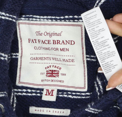Fat Face Unisex Adults Navy Striped Full Zip Hoodie Size M