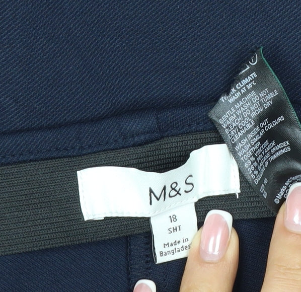 Marks and Spencer Women’s Navy Size 18 Short Straight Pull-On Trousers
