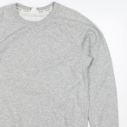 Calvin Klein Men Grey M Logo Hem Crew Neck Pullover Sweatshirt