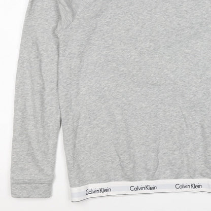 Calvin Klein Men Grey M Logo Hem Crew Neck Pullover Sweatshirt