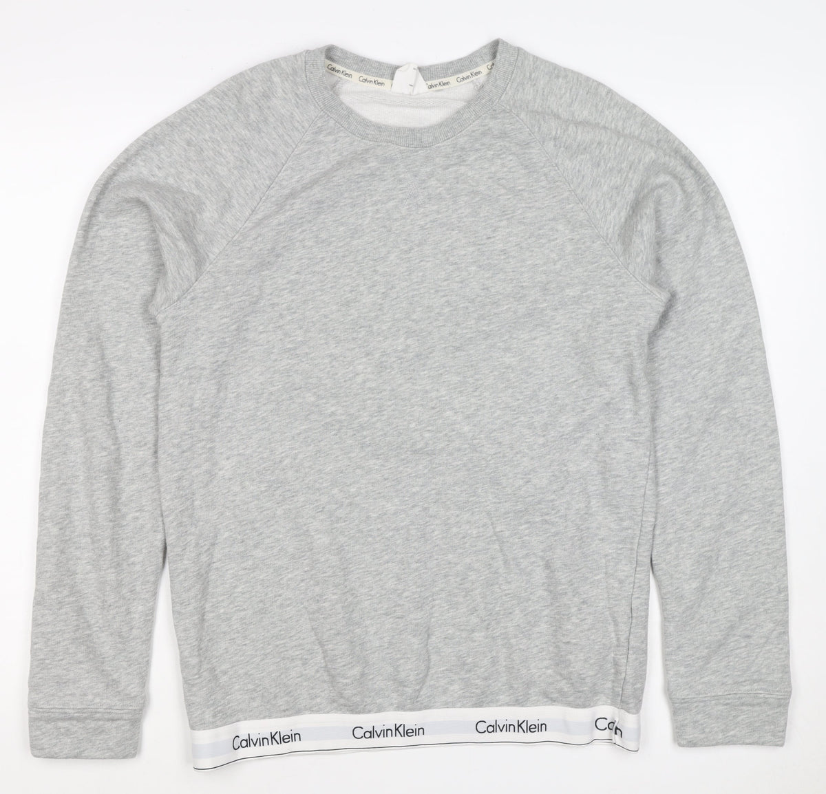 Calvin Klein Men Grey M Logo Hem Crew Neck Pullover Sweatshirt