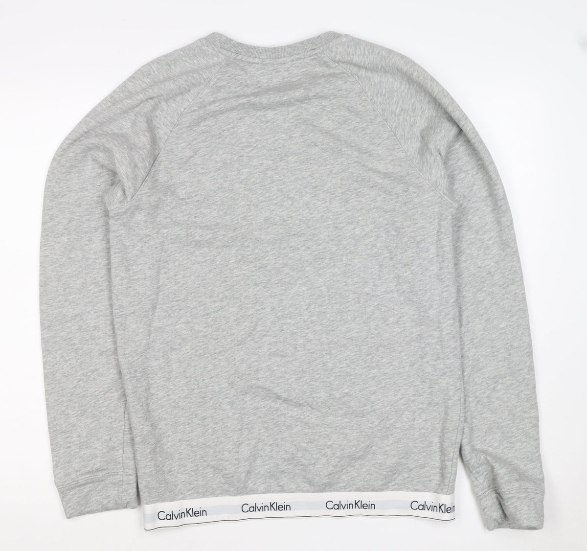 Calvin Klein Men Grey M Logo Hem Crew Neck Pullover Sweatshirt