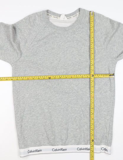 Calvin Klein Men Grey M Logo Hem Crew Neck Pullover Sweatshirt
