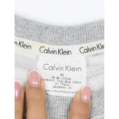 Calvin Klein Men Grey M Logo Hem Crew Neck Pullover Sweatshirt