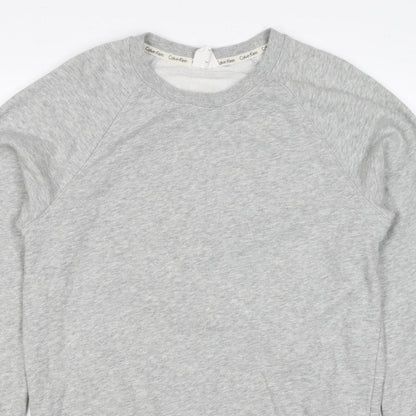 Calvin Klein Men Grey M Logo Hem Crew Neck Pullover Sweatshirt