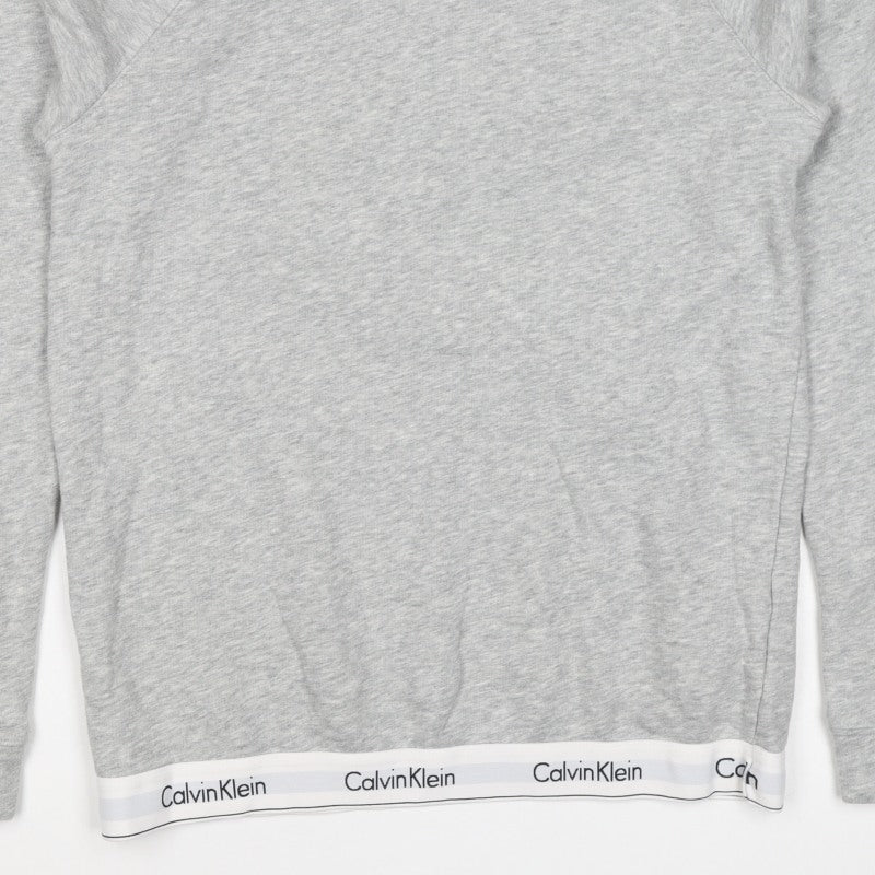 Calvin Klein Men Grey M Logo Hem Crew Neck Pullover Sweatshirt