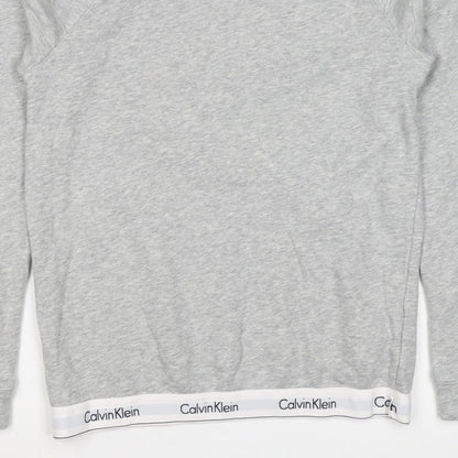Calvin Klein Men Grey M Logo Hem Crew Neck Pullover Sweatshirt