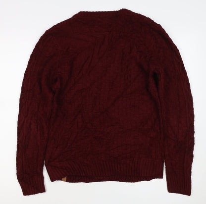 Tokyo Laundry Men’s Red S Cable Knit Crew Neck Pullover Jumper