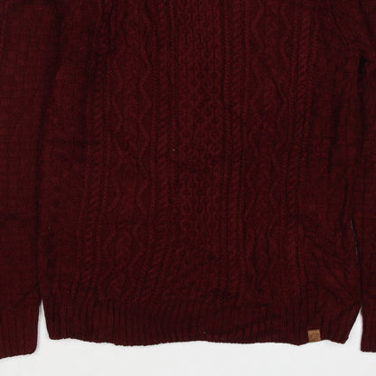 Tokyo Laundry Men’s Red S Cable Knit Crew Neck Pullover Jumper