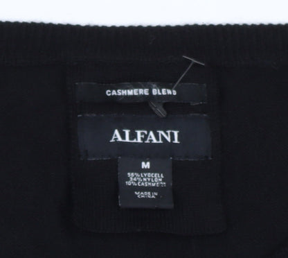 Alfani Men’s Black M Cashmere Blend Geometric Crew Neck Pullover Jumper