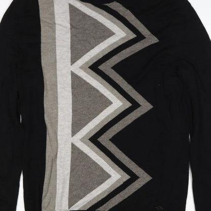 Alfani Men’s Black M Cashmere Blend Geometric Crew Neck Pullover Jumper