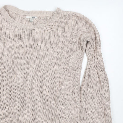 Amuse Society Women Beige UK 6 Chunky Knit Crew Neck Jumper