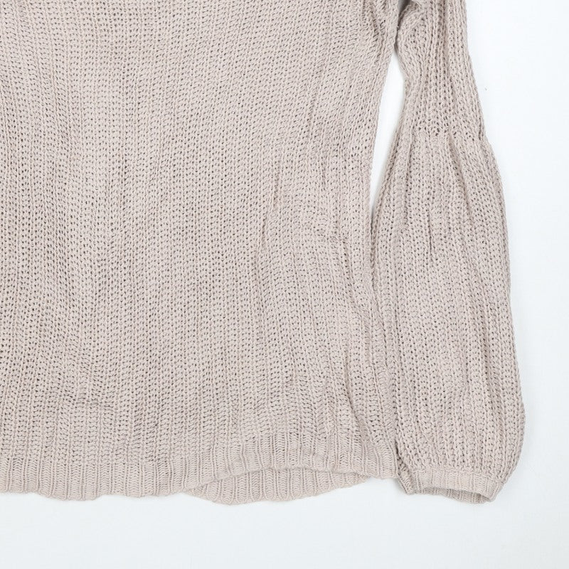 Amuse Society Women Beige UK 6 Chunky Knit Crew Neck Jumper