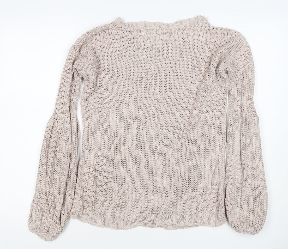 Amuse Society Women Beige UK 6 Chunky Knit Crew Neck Jumper