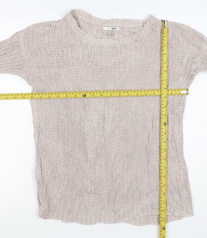 Amuse Society Women Beige UK 6 Chunky Knit Crew Neck Jumper