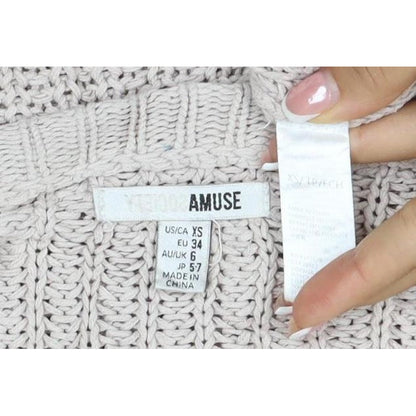 Amuse Society Women Beige UK 6 Chunky Knit Crew Neck Jumper