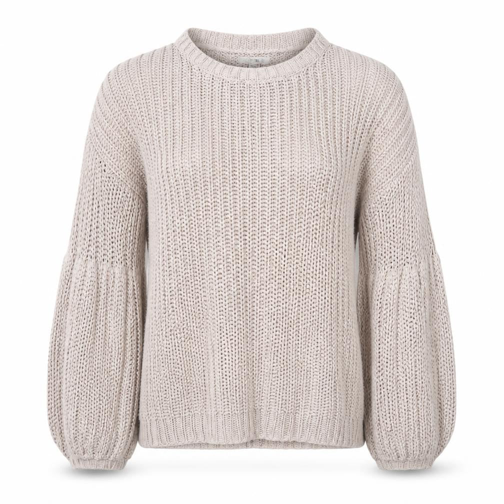 Amuse Society Women Beige UK 6 Chunky Knit Crew Neck Jumper