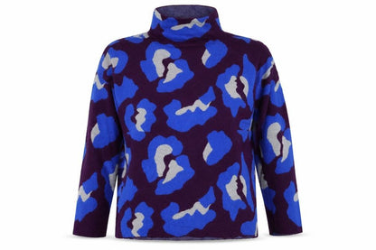 Jaeger Women’s Multicoloured XL Merino Wool Floral Roll Neck Jumper