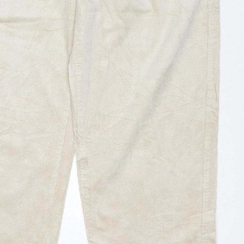 Per Una Women’s Ivory Corduroy Straight Trousers Size 12 Short