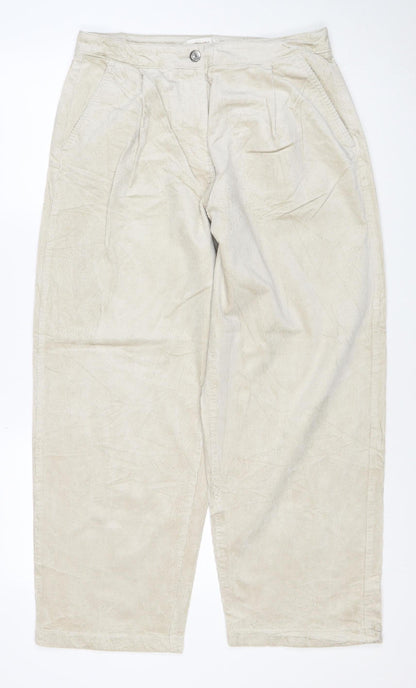 Per Una Women’s Ivory Corduroy Straight Trousers Size 12 Short