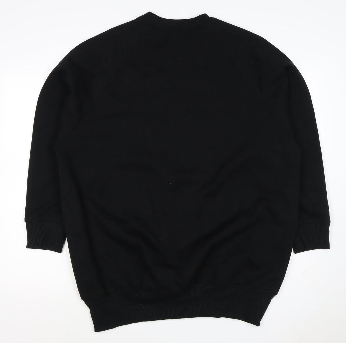Zara Women Black M Pullover Sweatshirt Raglan Crew Neck Pockets