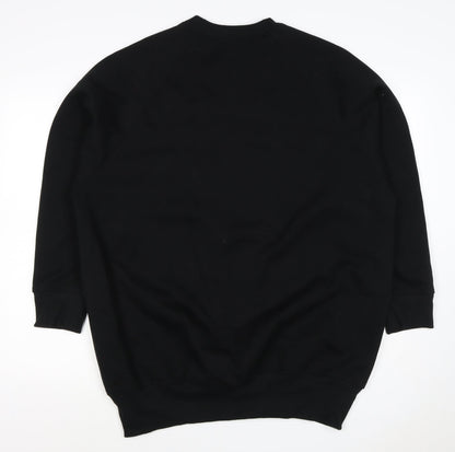 Zara Women Black M Pullover Sweatshirt Raglan Crew Neck Pockets