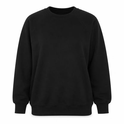 Zara Women Black M Pullover Sweatshirt Raglan Crew Neck Pockets