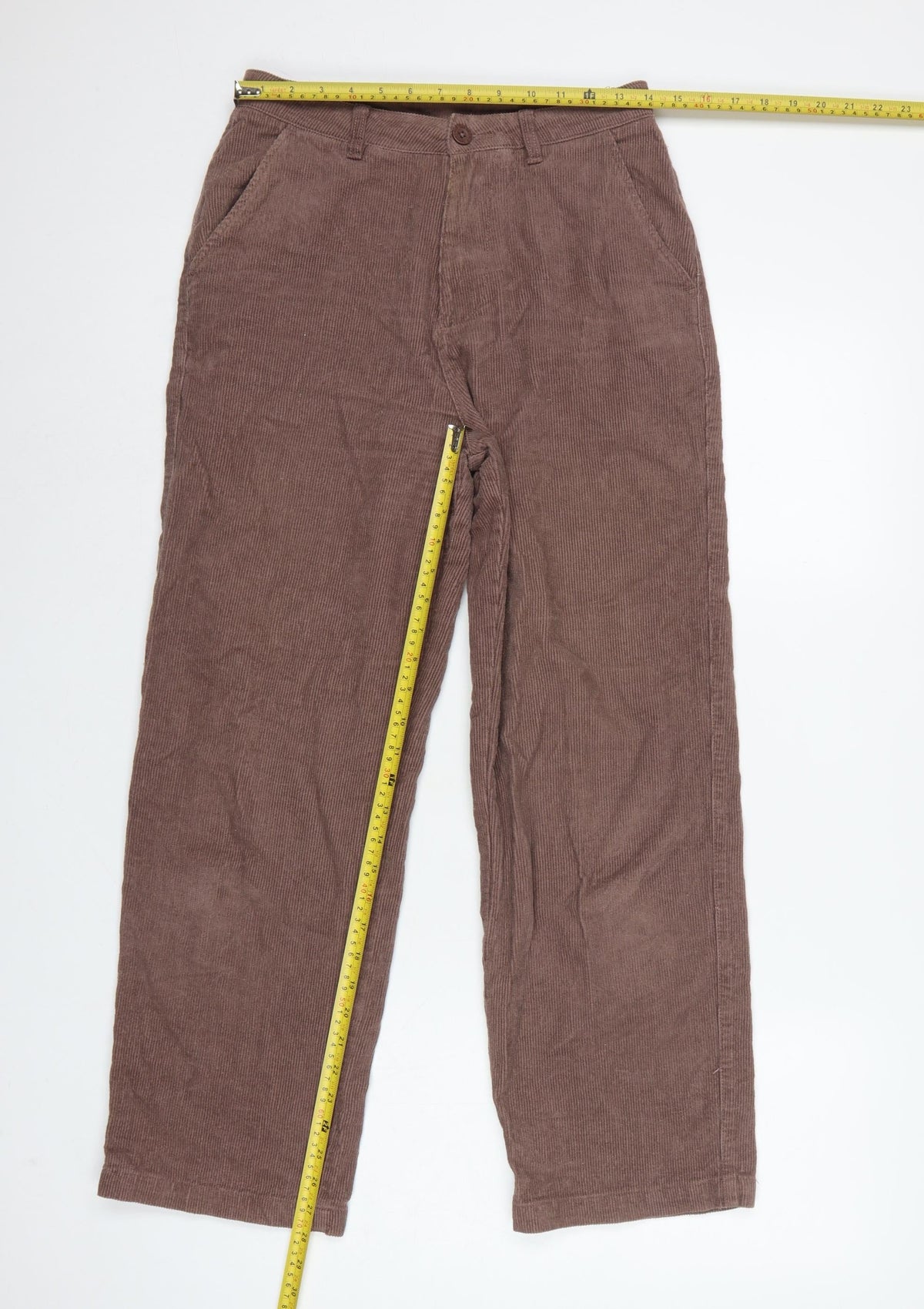Santa Cruz Women's Brown UK 8 Corduroy Straight Trousers Logo