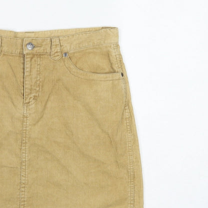 Divided by H&M Women Beige UK 12 Corduroy Pencil Mini Skirt Pockets