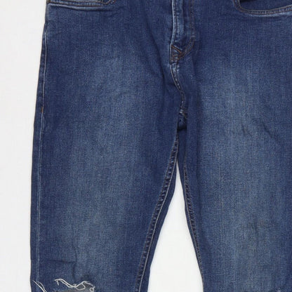 Next Men's Blue W32 L31 Skinny Distressed Stretch Denim Jeans