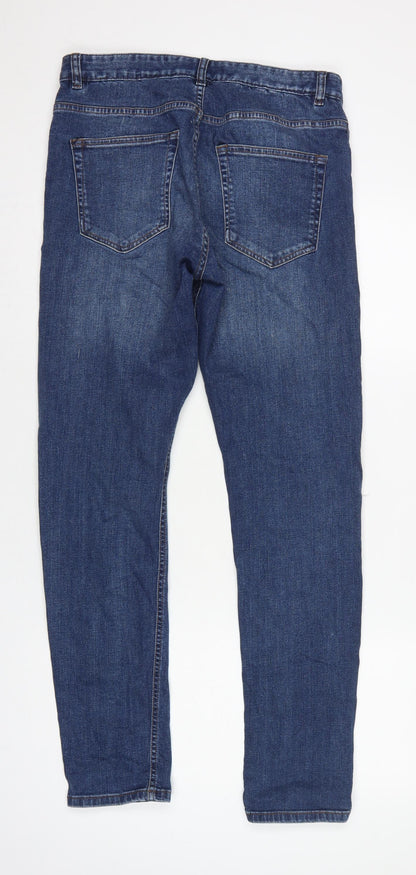 Next Men's Blue W32 L31 Skinny Distressed Stretch Denim Jeans