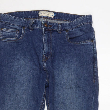 Next Men's Blue W32 L31 Skinny Distressed Stretch Denim Jeans